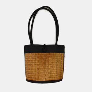 Baskets of Cambodia Tatami Grass Woven Curved Bag Eco Fair Trade Modern Coastal